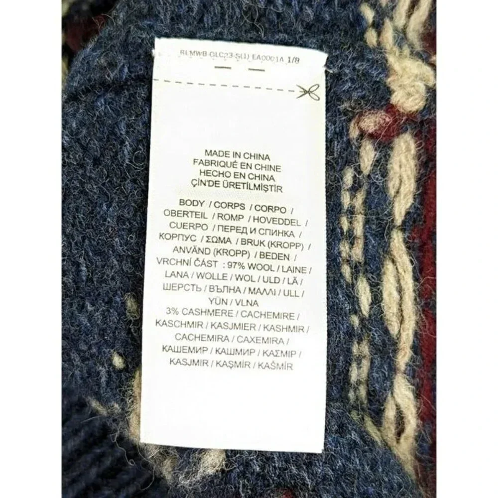 Polo Ralph Lauren Men's Blue Fair Isle-Knit Wool Blend Sweater Size L MSRP $498